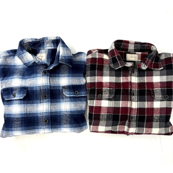 Jachs MFG Other - Jachs Flannel Shirt LOT‎ Blue & Red Plaid Cotton Button-Up Mens Medium